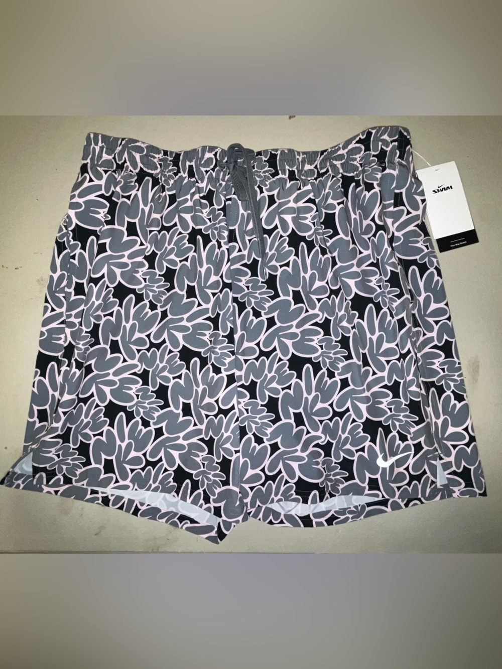 Nike Gray and Light Pink Abstract Swim Shorts